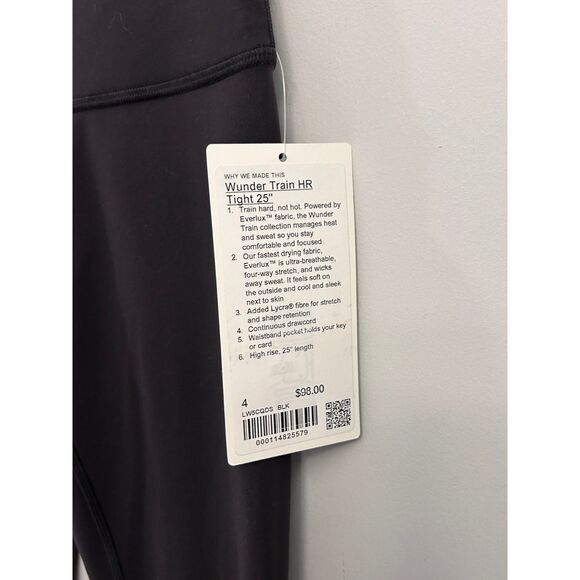 Lululemon Wunder Train High-Rise Black Tight 25" Size 4 NWT Authentic - Picture 8 of 10